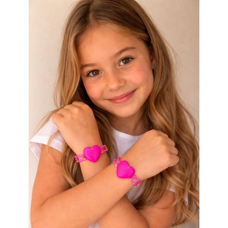 Lean Toys, podwójna bransoletka fluorescencyjna z serduszkiem, świecąca w ciemności