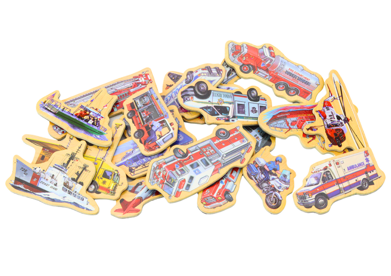 Lean Toys, pojazdy, zestaw magnesów, drewniane, 20 szt.