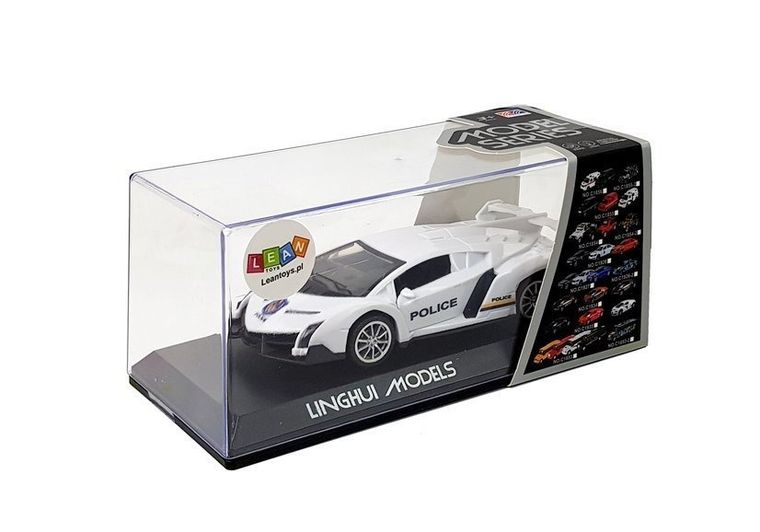 Lean Toys, Policja, auto sportowe, pojazd interaktywny z napędem, biały