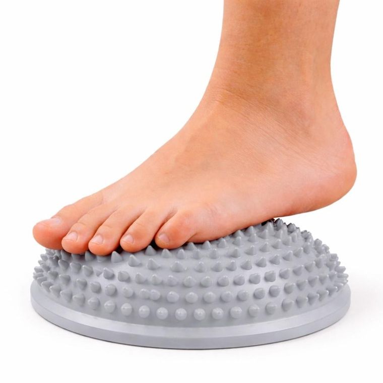 Lean Toys, półkula sensoryczna do masażu i ćwiczeń równowagi, szara, 16 cm
