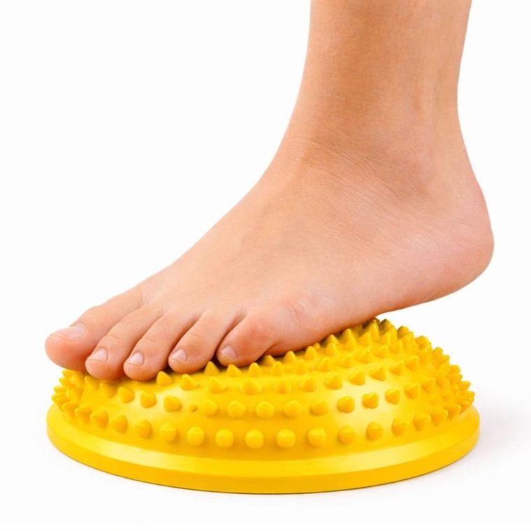 Lean Toys, półkula sensoryczna do masażu i ćwiczeń równowagi, żółta, 16 cm
