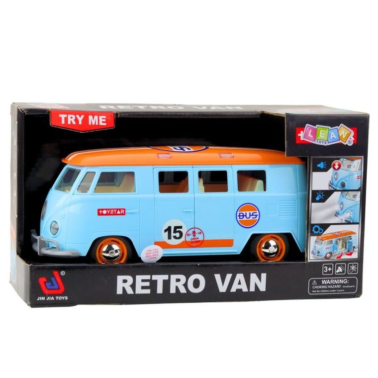 Lean Toys, Retro Van, pojazd interaktywny, niebieski