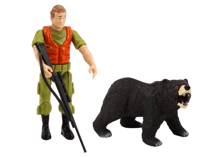 Lean Toys, samochód terenowy myśliwski, interaktywny pojazd z akcesoriami, beżowy