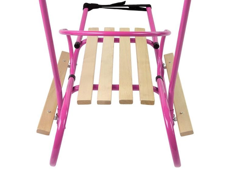 Lean Toys, sanki metalowe z pchaczem i oparciem, różowe