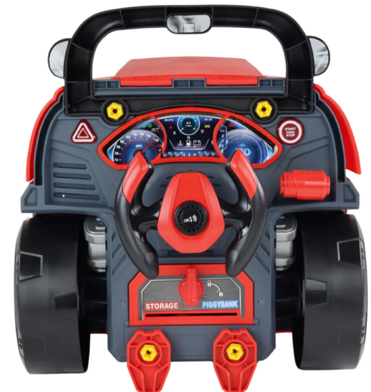 Lean Toys, silnik ciężarówki do rozkręcania, czerwony