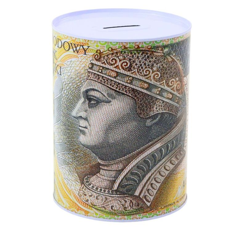 Lean Toys, skarbonka metalowa, puszka banknot, 200 złotych, 16-12 cm