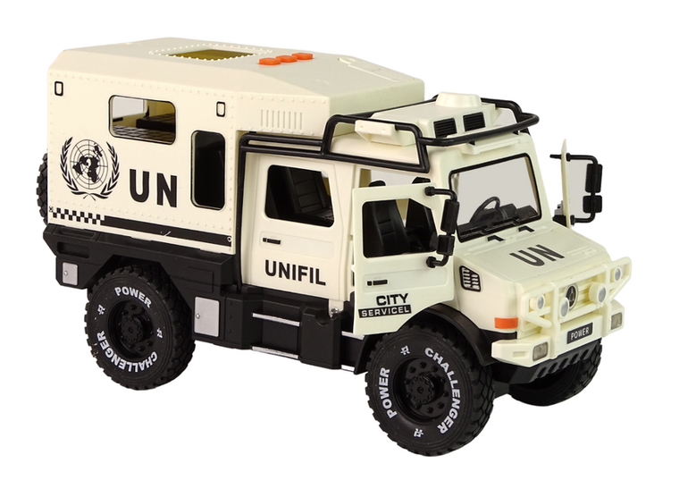 Lean Toys, służba miasta, interaktywny, pojazd terenowy, beżowy