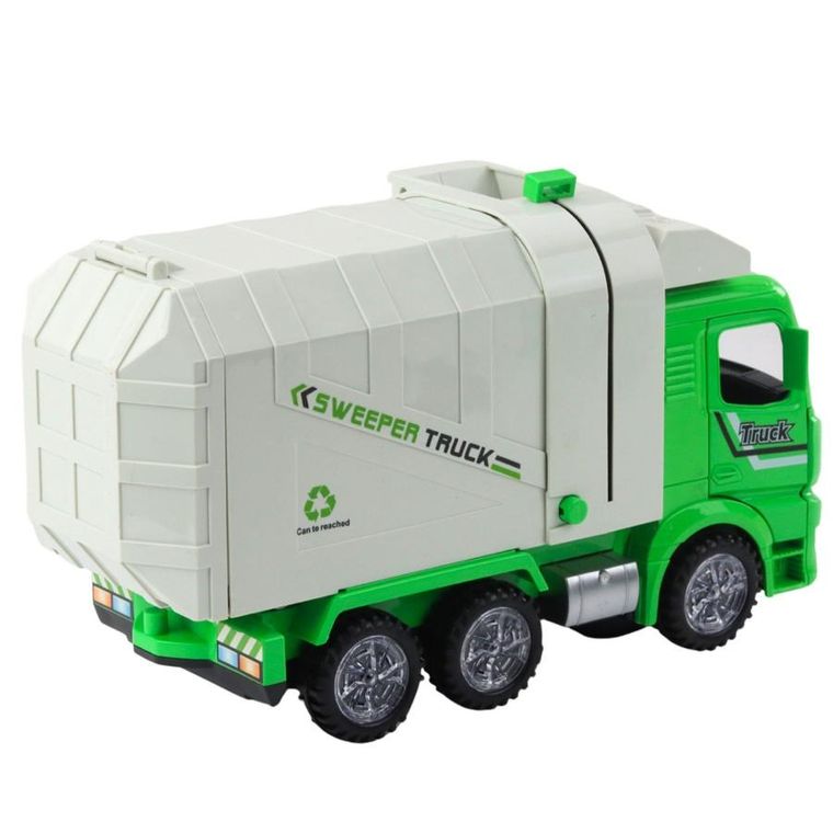 Lean Toys, śmieciarka miejska, pojazd interaktywny, zielona