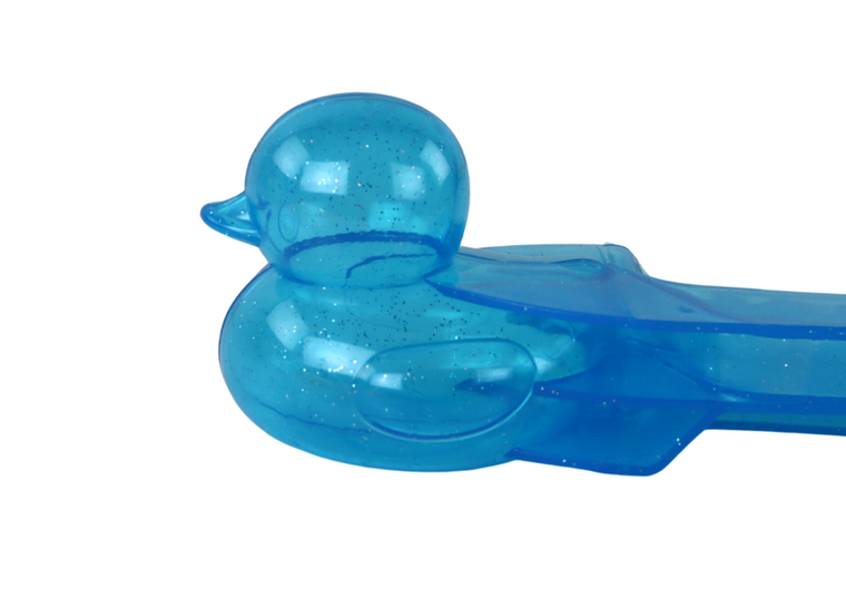 Lean Toys, śnieżkomat, maszynka do kulek, kaczka, niebieski