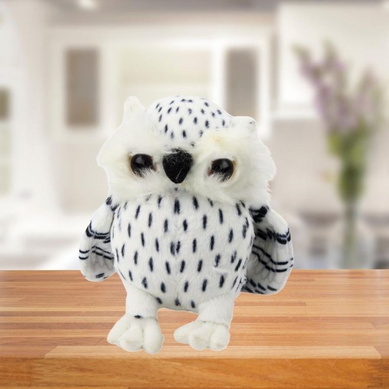 Lean Toys, Sowa, maskotka, biała w czarne cętki, 15 cm