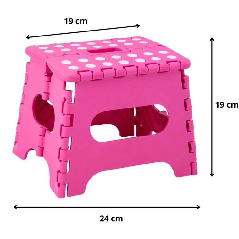 Lean Toys, stołek, składany podnóżek antypoślizgowy, różowy, 24-19 cm