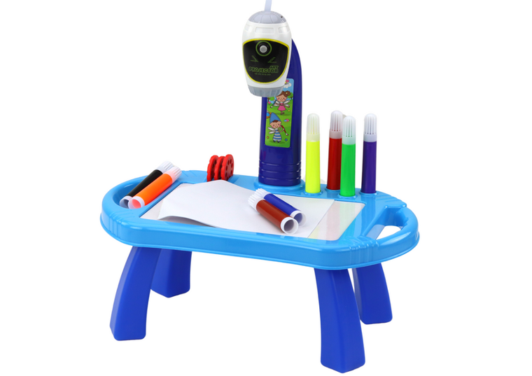 Lean Toys, stolik do rysowania z rzutnikiem, niebieski