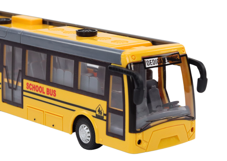 Lean Toys, szkolny bus przegubowy, zdalnie sterowany, żółty, 1:32