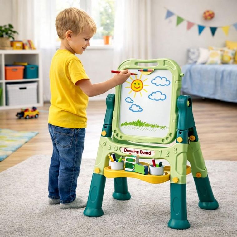 Lean Toys, tablica dwustronna, magnetyczna i kredowa, 48 elementów