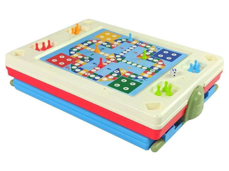 Lean Toys, tablica magnetyczno-kredowa, 3w1, stolik do gier, niebieska