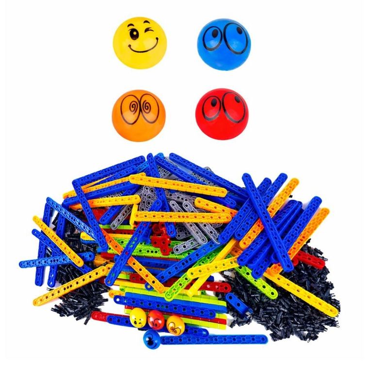 Lean Toys, tęczowy tor kulkowy do zbudowania z klocków, gra zręcznościowa, 477 elementów