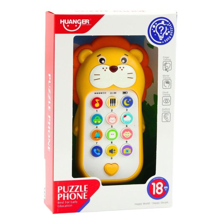 Lean Toys, telefon, zabawka interaktywna, lew