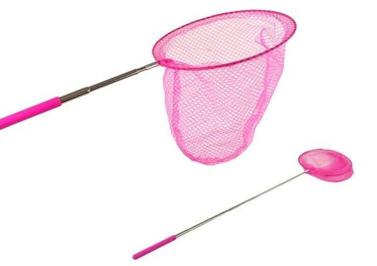Lean Toys, teleskopowa siatka na motyle, różowa, 85 cm