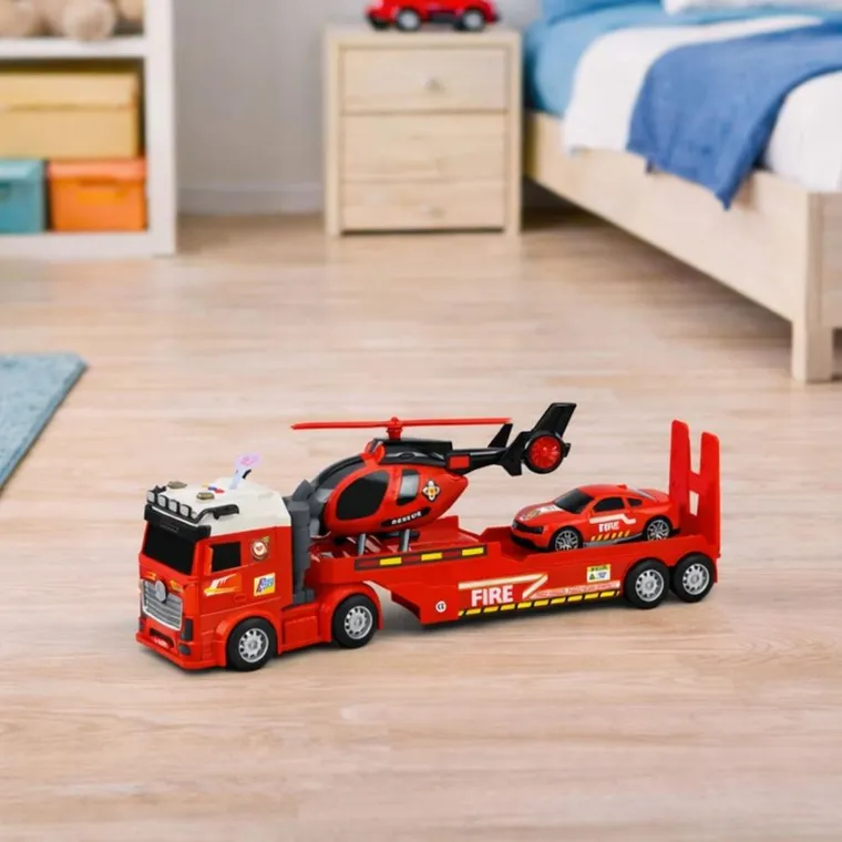 Lean Toys, tir laweta, zestaw pojazdów strażackich, 3 szt.