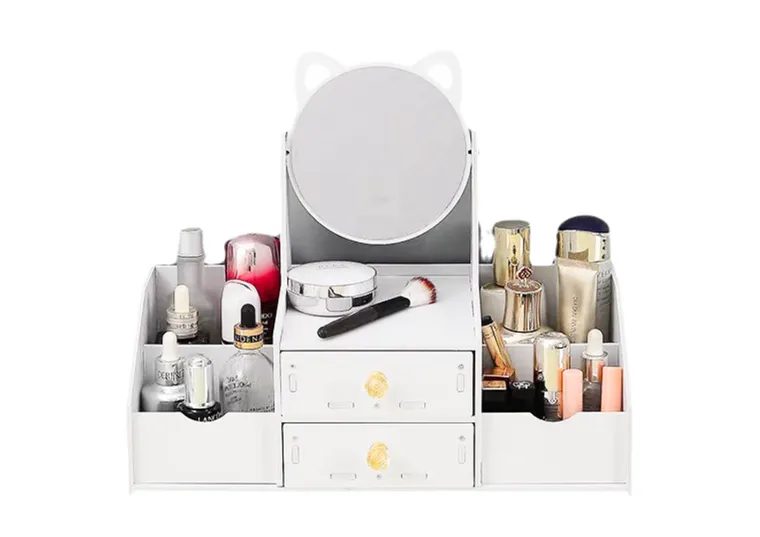 Lean Toys, toaletka dziecięca, lustro z uszami, drewniana, biała