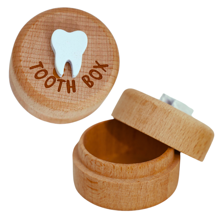 Lean Toys, Tooth Box, drewniane pudełko na zęby mleczne dla dzieci z grawerem