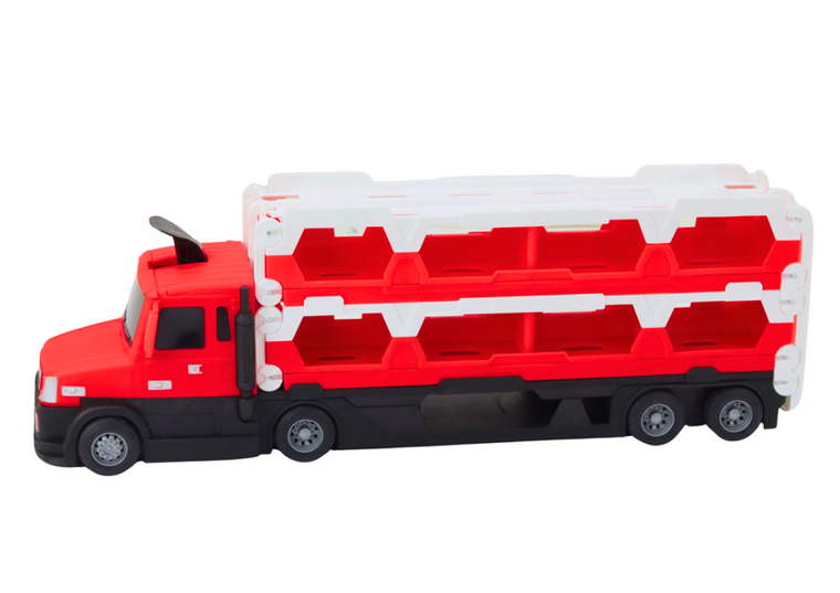 Lean Toys, Tor laweta rozkładana, interaktywny transporter z pojazdami, czerwony