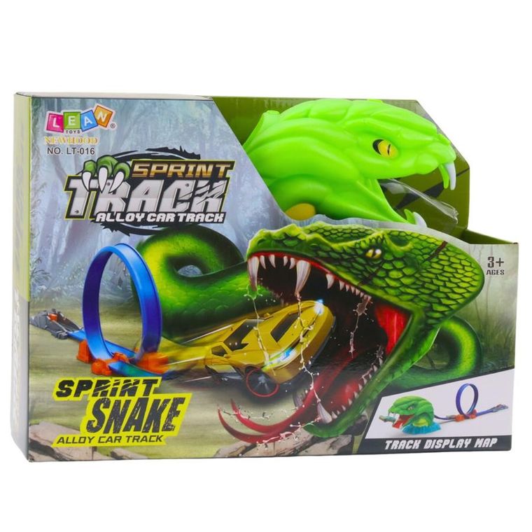 Lean Toys, tor samochodowy z wyrzutnią, wąż