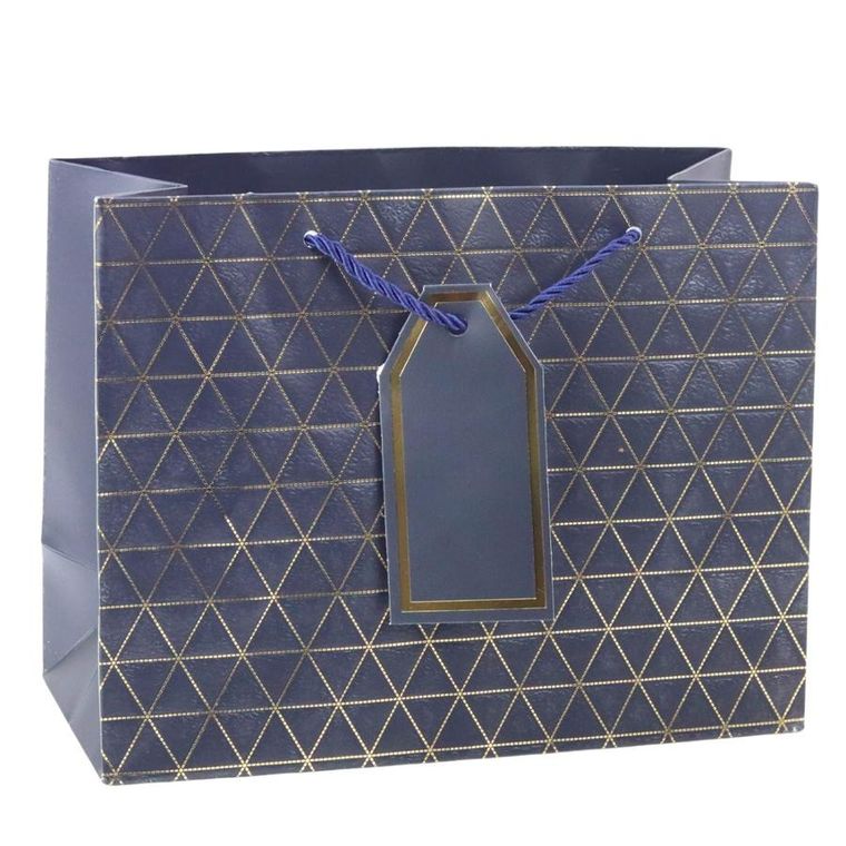 Lean Toys, torba prezentowa geometryczna złote linie, 23-18-10 cm, 1 szt.