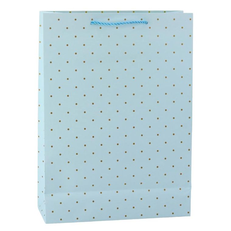 Lean Toys, torba prezentowa klasyczna w złote kropki, 41-30-12 cm, 1 szt.