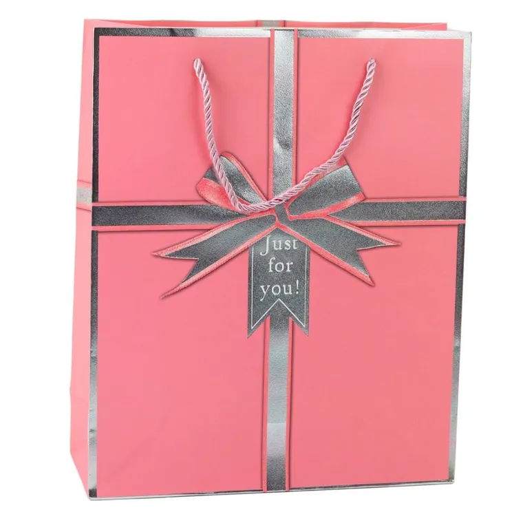 Lean Toys, torba prezentowa kokarda just for you, 32-26-12 cm, 1 szt.