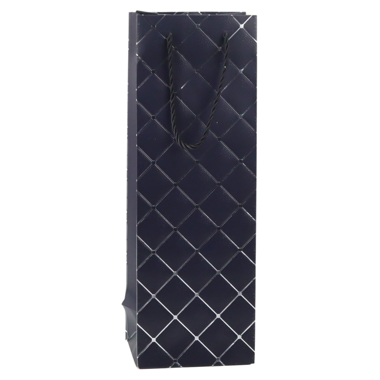 Lean Toys, torba prezentowa na wino butelkę papierowa srebrne elementy, 35-12-9 cm, 1 szt.