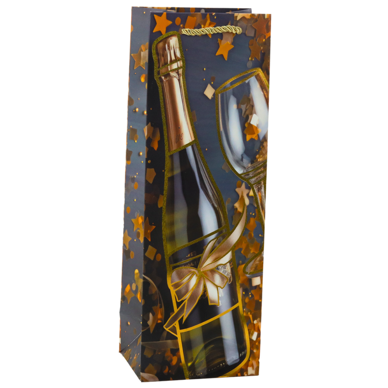 Lean Toys, torba prezentowa na wino butelkę papierowa szampan, 35-12-9 cm, 1 szt.