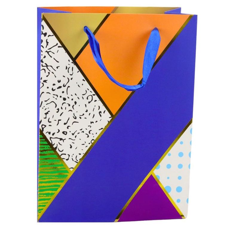 Lean Toys, torba prezentowa papierowa wzory geometryczne, 23-18-10,5 cm, 1 szt.