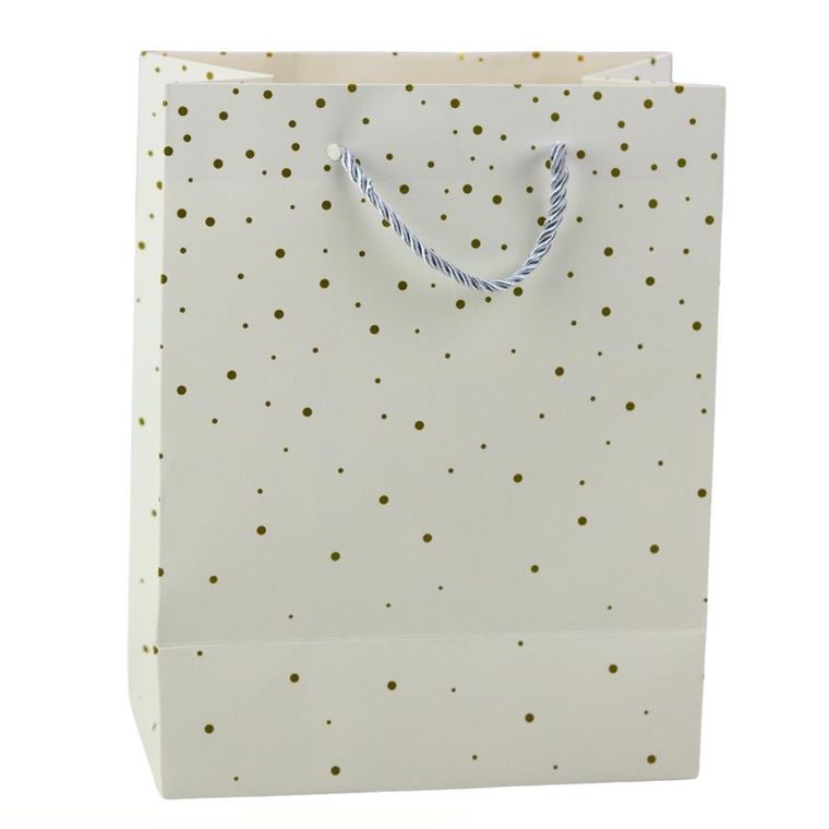 Lean Toys, torba prezentowa ze złotymi kropkami, 23-18-10,5 cm, 1 szt.