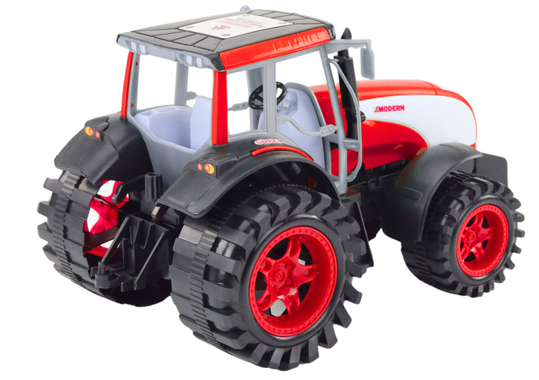 Lean Toys, traktor farmerski, pojazd rolniczy z napędem, czerwony