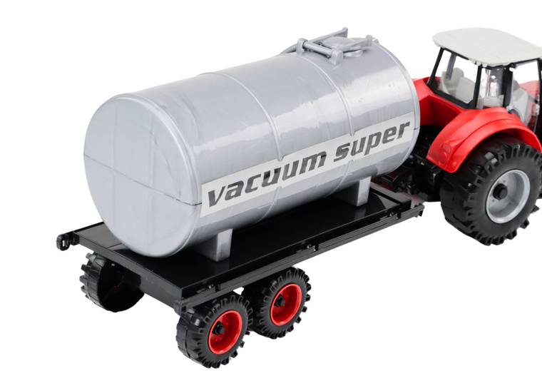 Lean Toys, traktor koparka z cysterną, pojazd rolniczy z napędem, czerwony