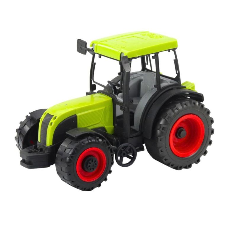 Lean Toys, traktor rolniczy z przyczepą, zielono-żółtą