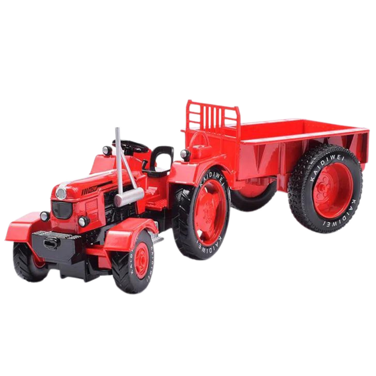 Lean Toys, traktor z przyczepą, pojazd rolniczy, metalowy, czerwony, 1:18