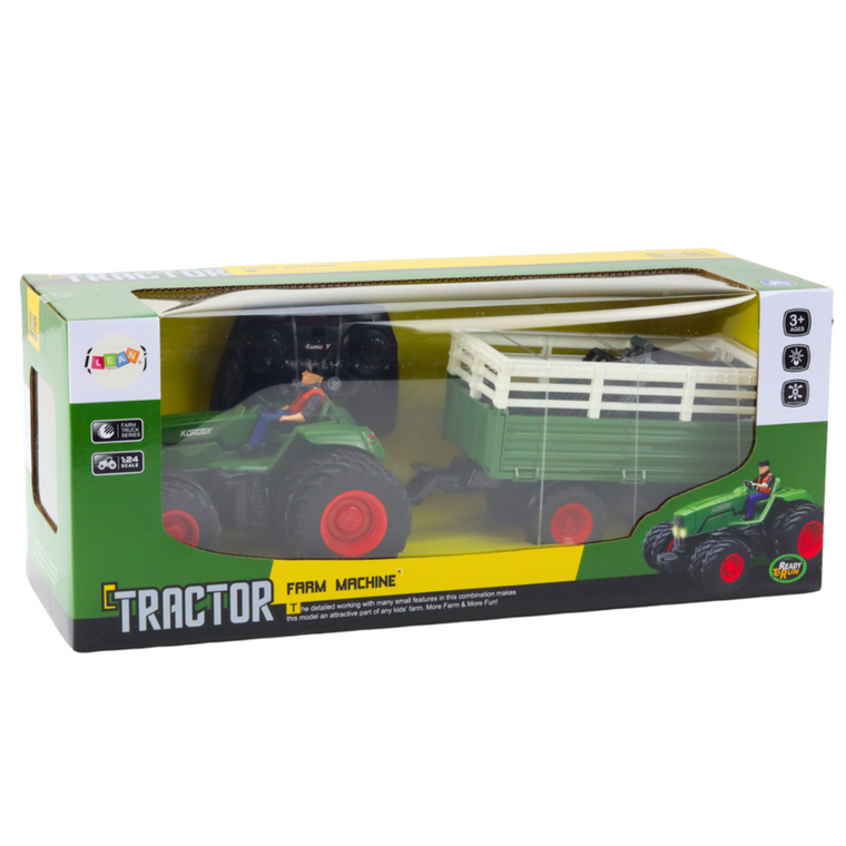 Lean Toys, traktor z przyczepą, pojazd zdalnie sterowany