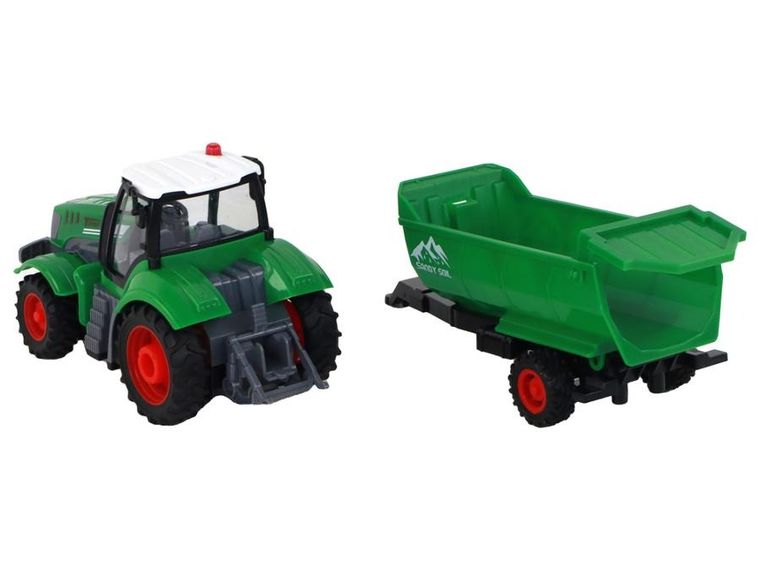 Lean Toys, traktor z przyczepą, zdalnie sterowany, zielony, 1:24