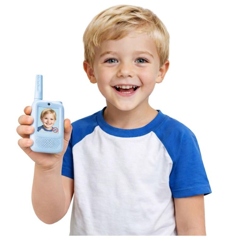 Lean Toys, walkie-talkie z wideo rozmową i aparatem, niebieskie