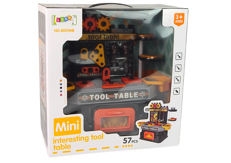 Lean Toys, warsztat, zestaw z narzędziami, 57 elementów