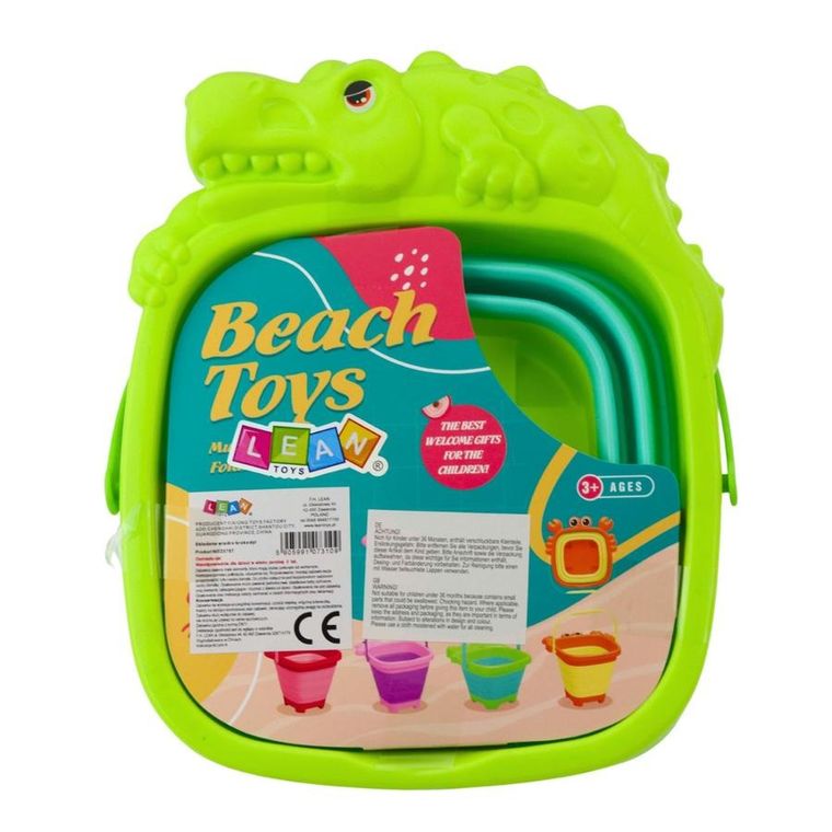 Lean Toys, wiaderko składane, silikonowe, krokodyl, zielone