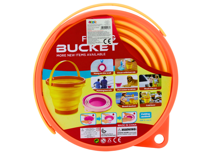 Lean Toys, wiaderko sylikonowe, składane, pomarańczowe