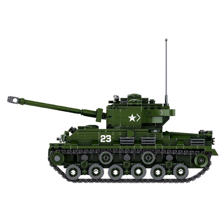 Lean Toys, World of Tanks, czołg wojskowy Sherman M4A3R8, klocki konstrukcyjne, 1:30, 839 elementów