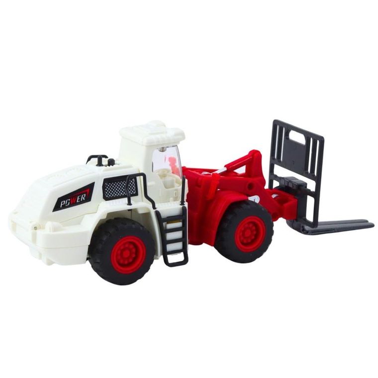 Lean Toys, wózek widłowy, metalowe widły, interaktywny pojazd budowlany
