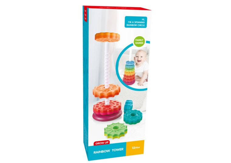 Lean Toys, zakręcona wieża, tęczowa, 6 elementów