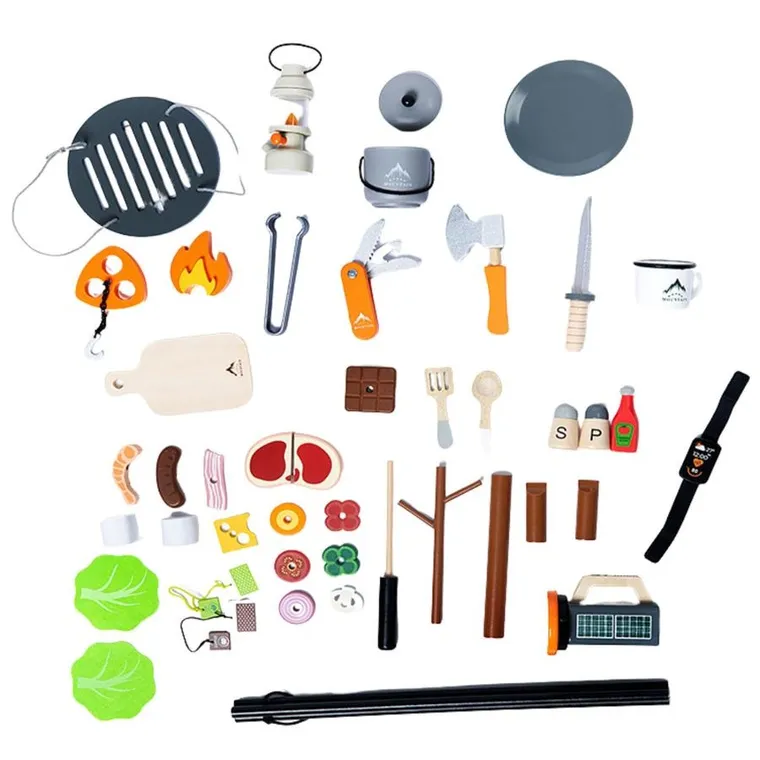 Lean Toys, zestaw do biwakowania drewniany ognisko akcesoria, 45 el