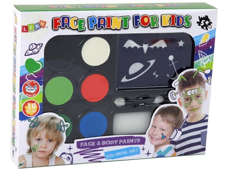 Lean Toys, zestaw do malowania twarzy z szablonami i farbami
