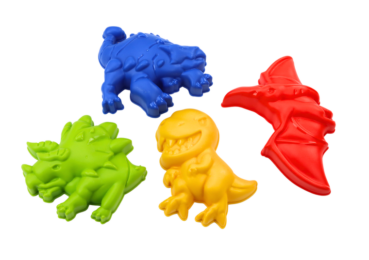 Lean Toys, zestaw do piasku, wiaderko z foremkami, dinozaury